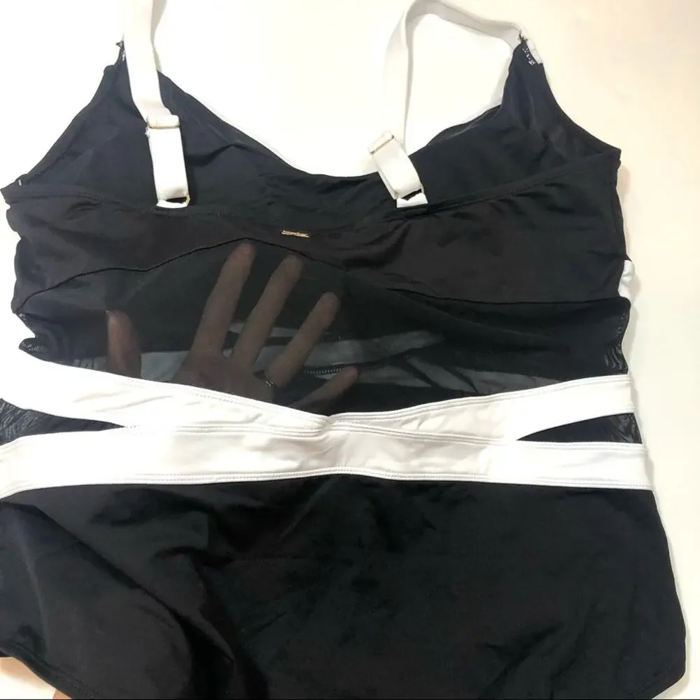 Anne Cole Black/white  Mesh One Piece Swimsuit